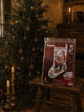 Vintage 2004 Janlynn Santa & Animals Cross Stitch Stocking Kit 023-0210